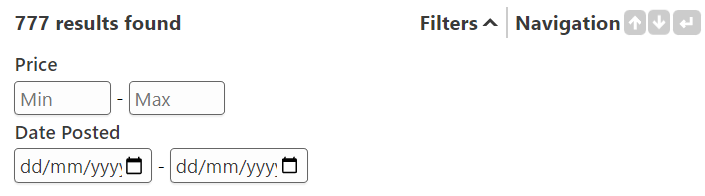 numeric filters example